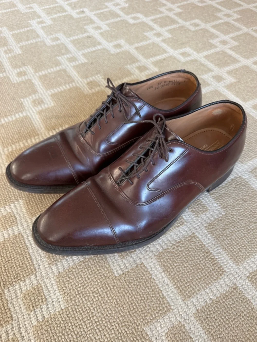Johnston & Murphy Optima Cap Toe Leather Oxford Dress Shoes Brown Size 10.5